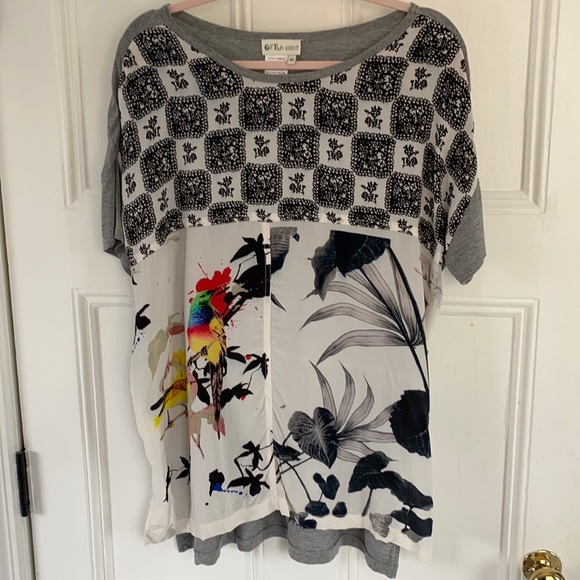 Go Fish silk oversized tee. Size M - Picture 1 of 6